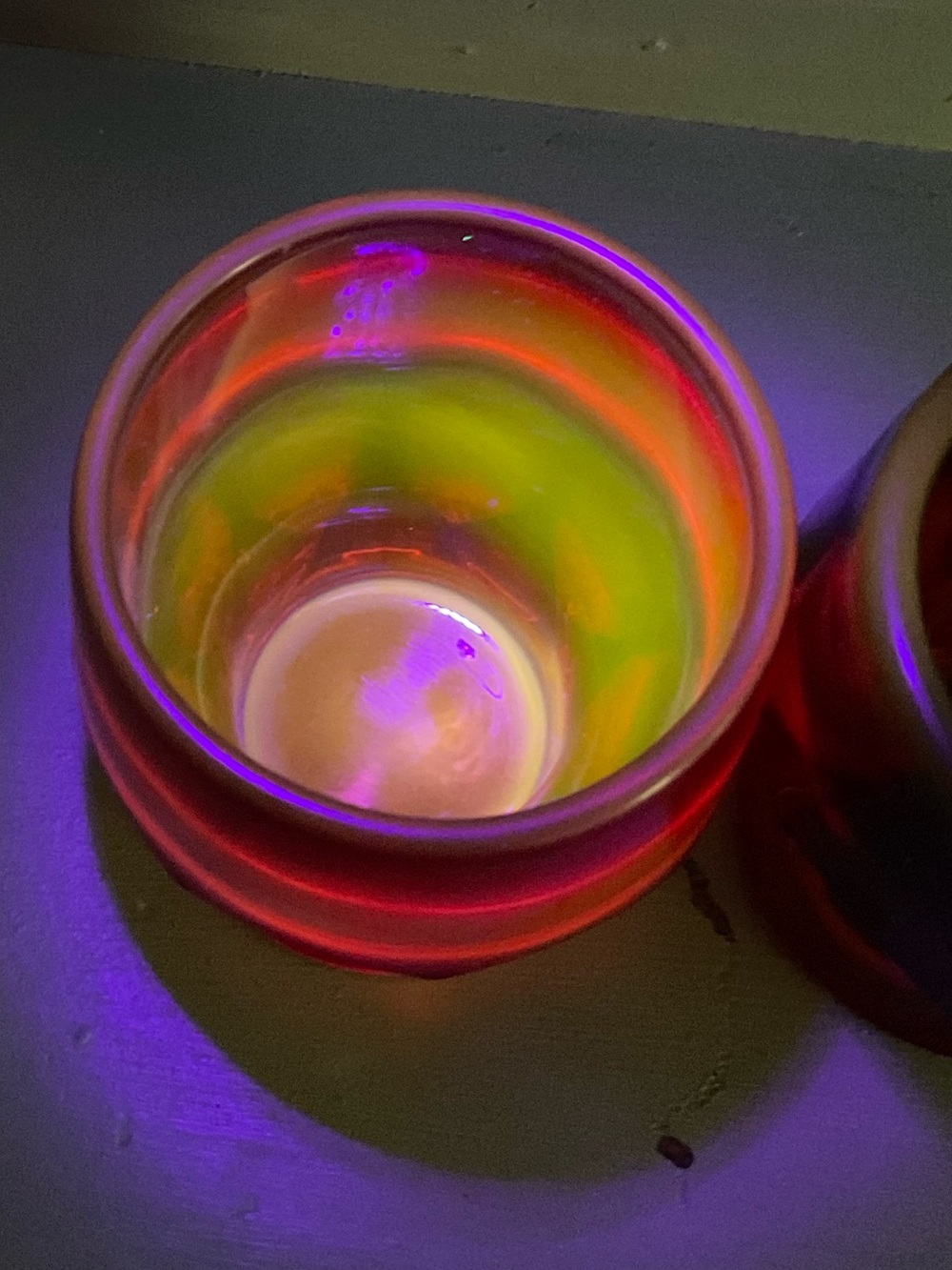 Lot of 2 Amberina Orange Cadmium Glowing Glasses